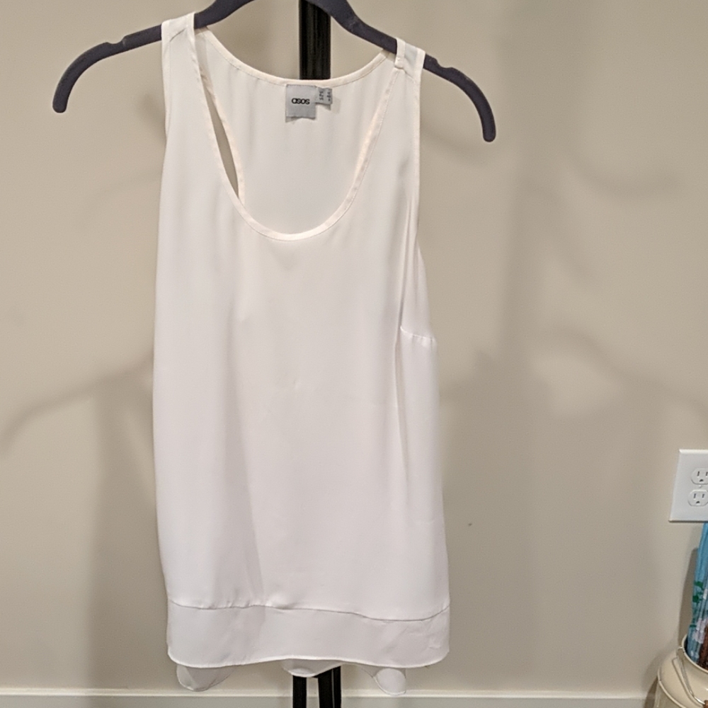 Asos racerback white chiffon top, 8